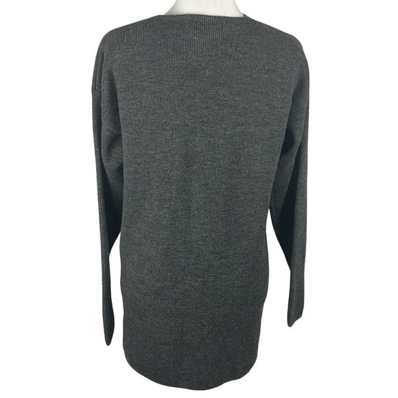 Karen Kane 100% Merino Wool Cardigan Gray Mother of Pearl Button Size S Timeless - Picture 2 of 7